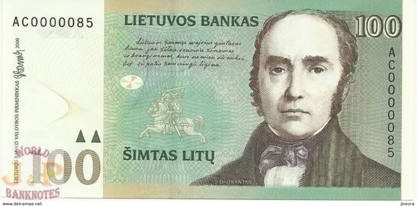 LITHUANIA 100 LITU 2000 PICK 62 UNC LOW NUMBER - Lituanie