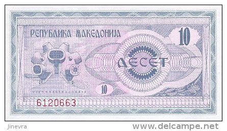 MACEDONIA 10 DENAR 1992 PICK 1a UNC - North Macedonia