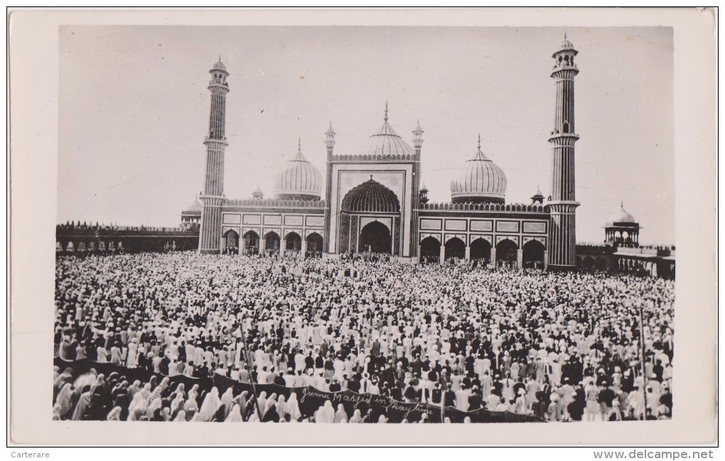 ASIE,ASIA,INDE,INDIA,isla M,Mosquée De SHAHJAHANABAD,DELHI,JAMA MASJID,25000 Personnes En 1930,CARTE PHOTO ANCIENNE - Indien