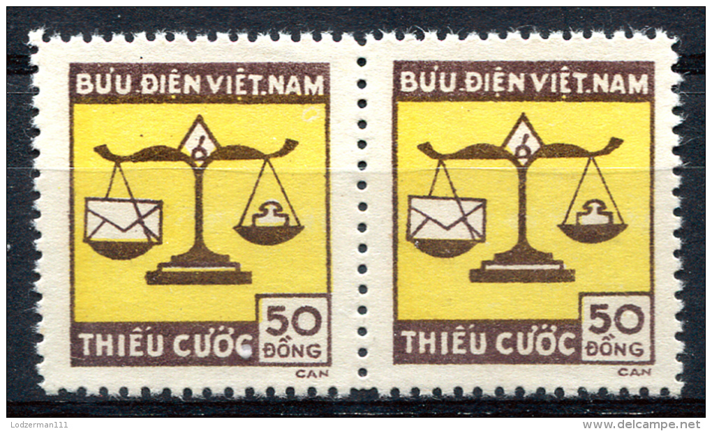 NORTH VIETNAM 1955 - Porto Mi.14 (Sc.J14, Yv.Taxe 1) Pair MNG (as Issued) VF - Vietnam