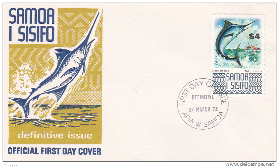 Samoa 1974 Definitives Fauna $4 Black Marlin FDC - Other & Unclassified