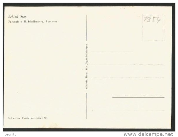 ORON VD Lavaux Château Schloss Schweizer Wanderkalender 1954 - Oron