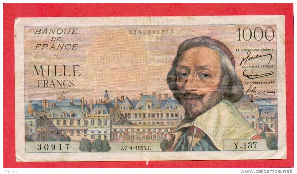 1000 FRANCS RICHELIEU DU 7.4.1955 - 1 000 F 1953-1957 ''Richelieu''