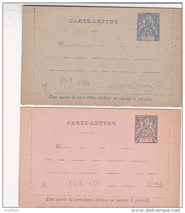 Soudan - Carte-lettre  Entier ACEP CL 1 + 2 - Cote 12 Euros - Stationery Ganzsache - Brieven En Documenten