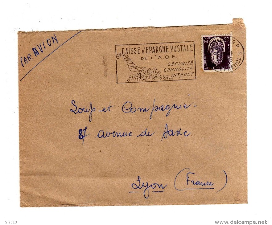 ENVELOPPE DE BAMAKO - SOUDAN POUR LYON DU 24/11/1959 AVEC FLAMME CAISSE D’ÉPARGNE POSTALE - Covers & Documents