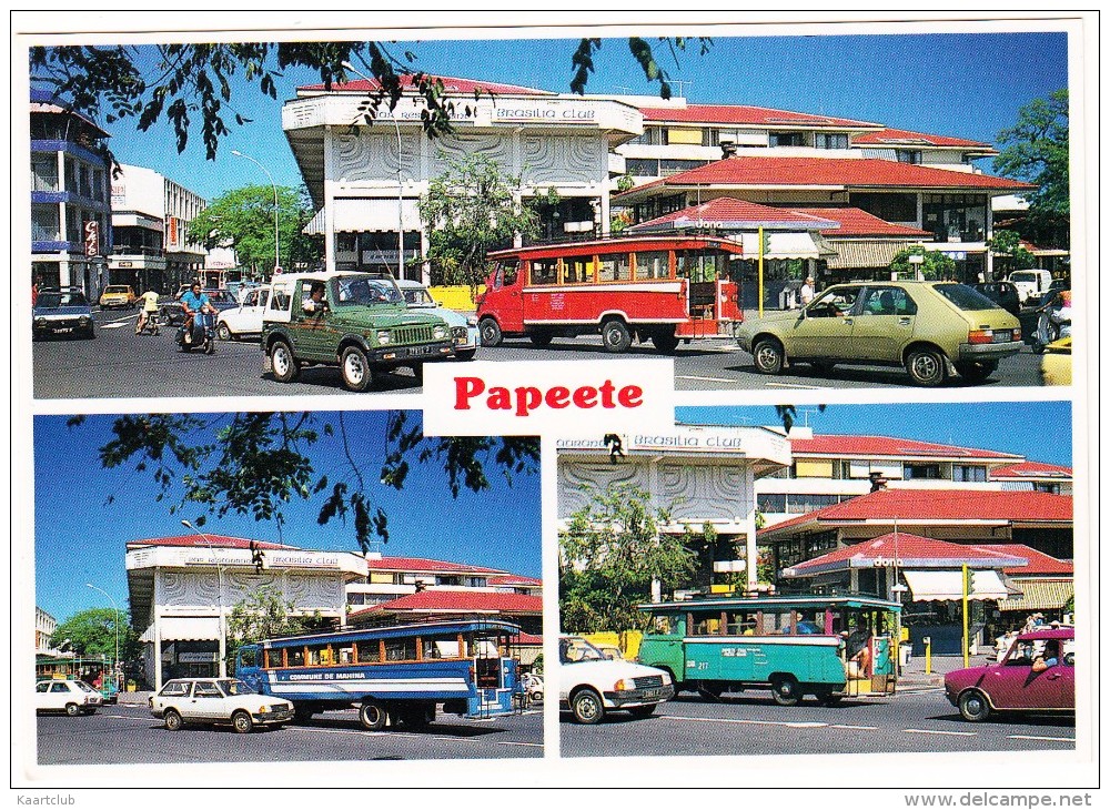 Papeete: SUZUKI JIMNY, RENAULT 14 & 4, MERCEDES MINIBUS, FORD ESCORT MKIII ESTATE, MINI CLUBMAN  - Cathedral - Tahiti - Turismo