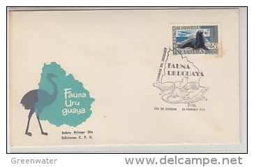 Uruguay 1970 Fauna / Sealion 1v FDC (corner Stamp Brown)(20072) - Uruguay