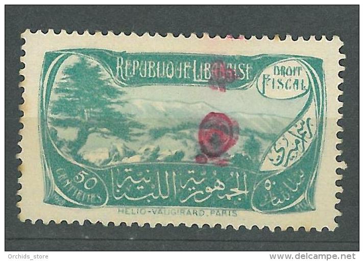 Lebanon 1929 Fiscal Revenue Cedar &amp; Landscape Design, 50c  Olive Green - Lebanon