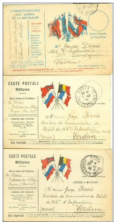 FRANCE. Correspondance Militaire. 9 Cartes. (lot 3). - Guerre De 1914-18