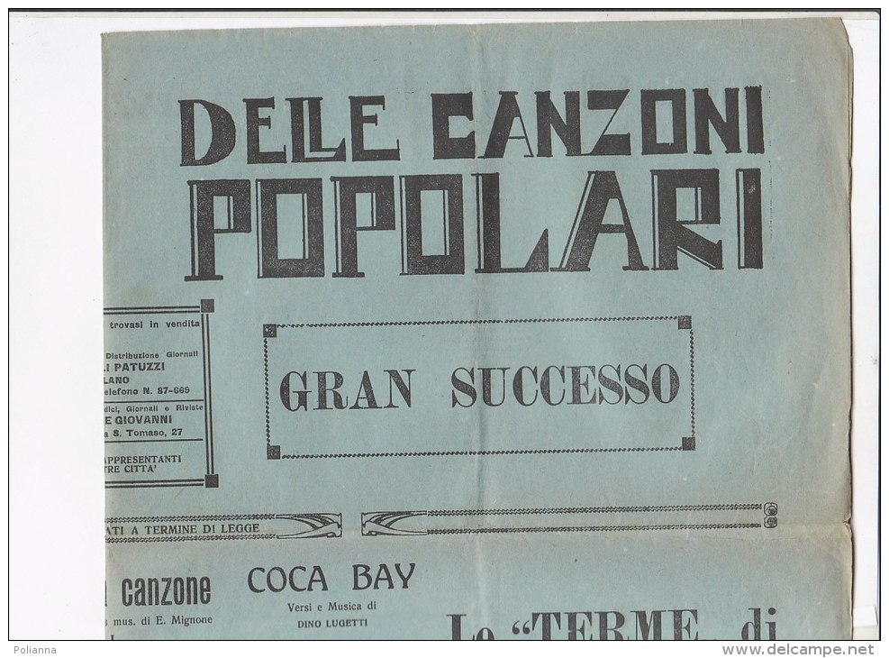 C1684 - Giornale IL TRIONFO DELLE CANZONI POPOLARI Casa Ed.Musicale A.Bixio 1928 - Musique