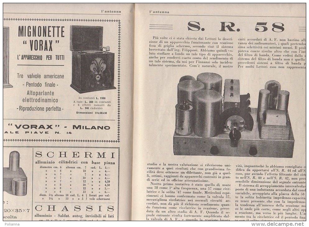 C1729 - L'ANTENNA QUINDICINALE DEI RADIO-AMATORI ITALIANI-ANNO IV 1932 N°21 /VALVOLE ZENITH - Textos Científicos