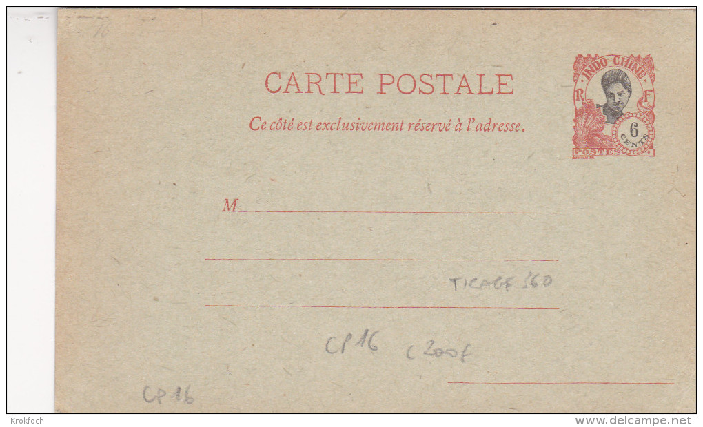 Indochine - Entier Carte ACEP CP 16 - Cote 200 Euros - Tirage 360 Ex - Femme Annam - Stationery Ganzsache - Lettres & Documents