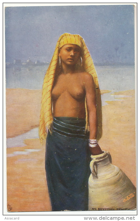 An Egyptian Beauty Nude Seins Nus Avec Voile Edit Tuck Pottery Nile - Autres & Non Classés