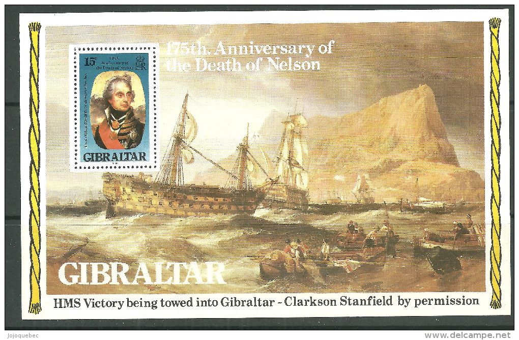 Gibraltar Bloc De Feuille Neufs Sans Charniére, MINT NEVER HINGED, 175TH  DEATH ANNIV OF NELSON - Gibraltar