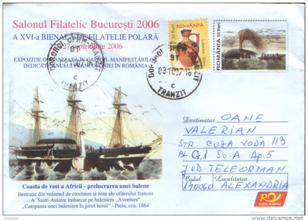 Romania - Stationery Cover 2006  -  Polar Philatelic Exhibition - Processing Of Whales, The Whaling "Aventure" - Events & Commemorations