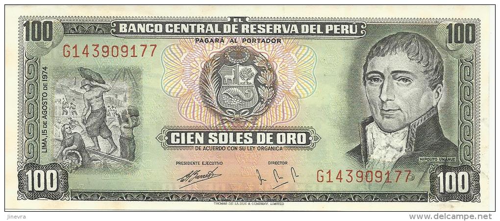 PERU' 100 SOLES ORO 1974 PICK 102c AU/UNC - Pérou