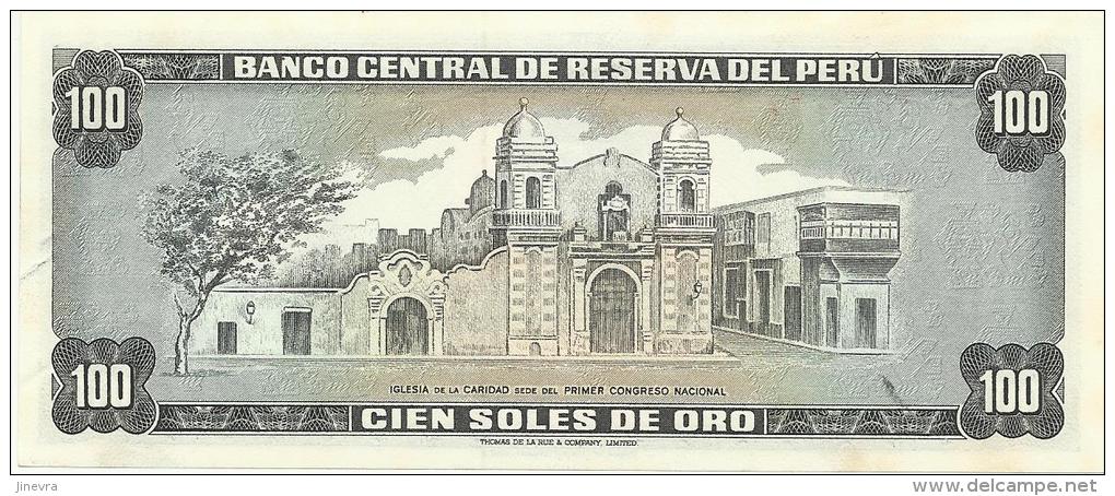 PERU' 100 SOLES ORO 1974 PICK 102c AU/UNC - Pérou