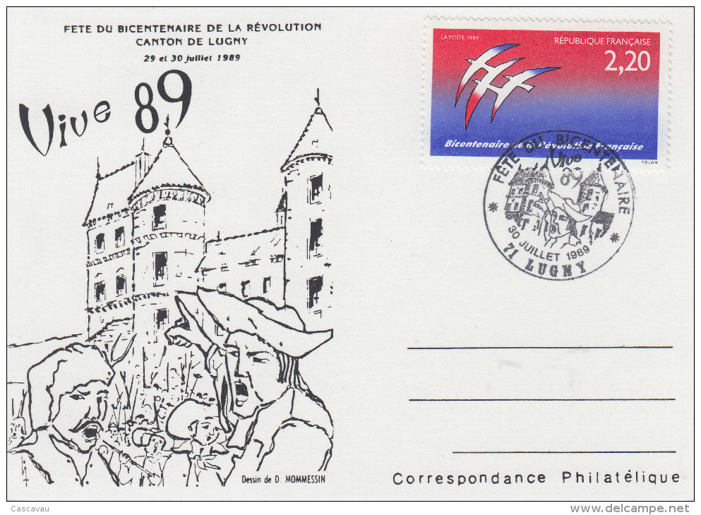 Carte  Bicentenaire  De  La   REVOLUTION    LUGNY  1989 - Révolution Française