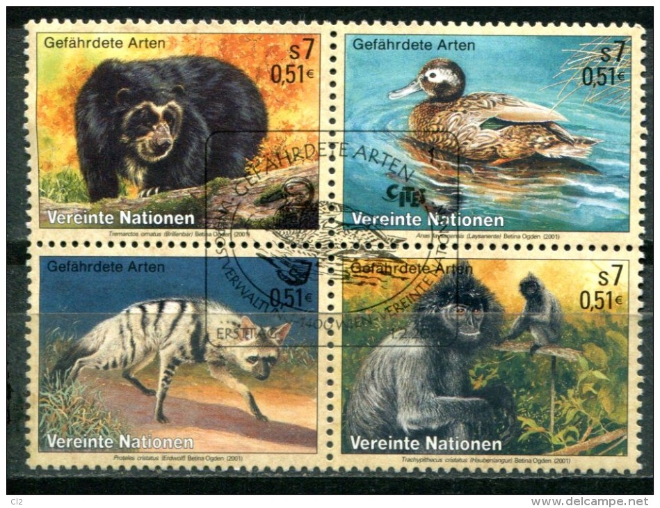 NATIONS-UNIES - Bureau De VIENNE - Y&T 342 à 345 (animaux - Oiseaux ) - Used Stamps