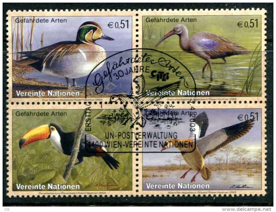 NATIONS-UNIES - Bureau De VIENNE - Y&T 401 à 404(oiseaux ) - Oblitérés