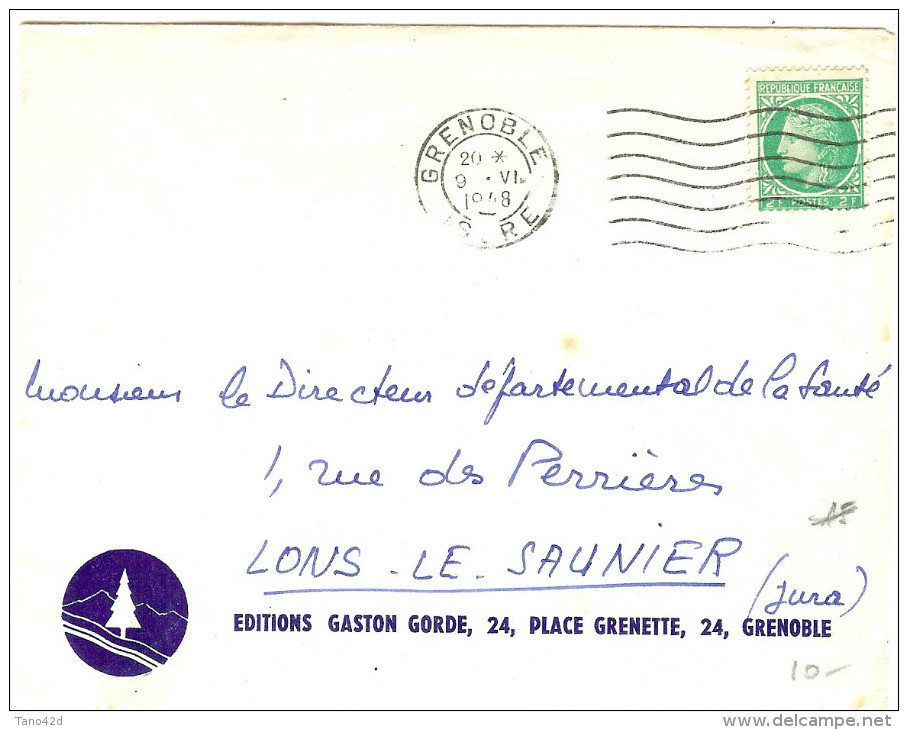 LGM FRANCE - MAZELIN 2f SEUL SUR LETTRE AU TARIF IMPRIMES DU 8/7/1947 - 1945-47 Ceres (Mazelin)