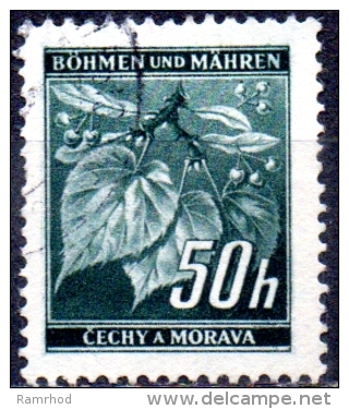 BOHEMIA & MORAVIA 1940 Linden Leaves And Buds -  50h. - Green  FU - Usados