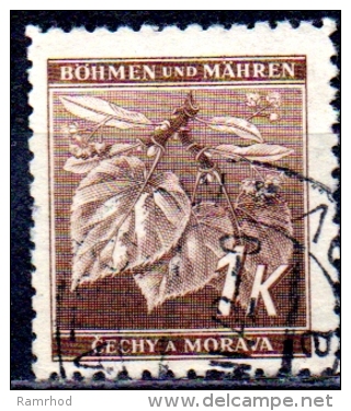 BOHEMIA & MORAVIA 1940 Linden Leaves And Buds - 1k. - Brown  FU - Usados