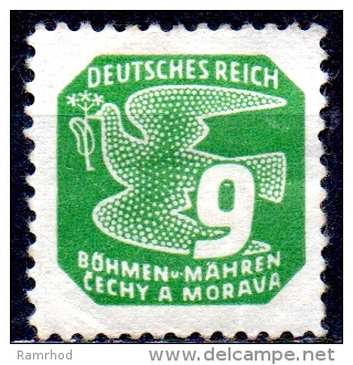 BOHEMIA & MORAVIA 1943 Newspaper Stamp - Dove -  9h. - Green MH - Unused Stamps
