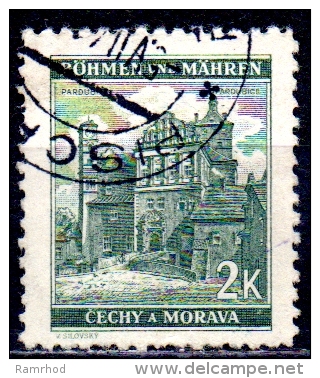 BOHEMIA & MORAVIA 1940 Pardubitz Castle - 2k. - Green  FU - Gebraucht