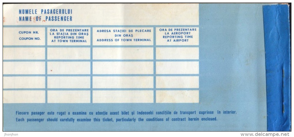 Romania- Passenger Ticket And Baggage Check 1979 For Airplane,Bucharest,Tel Aviv,Bucharest TAROM,Airport Otopeni-5/scan - Monde