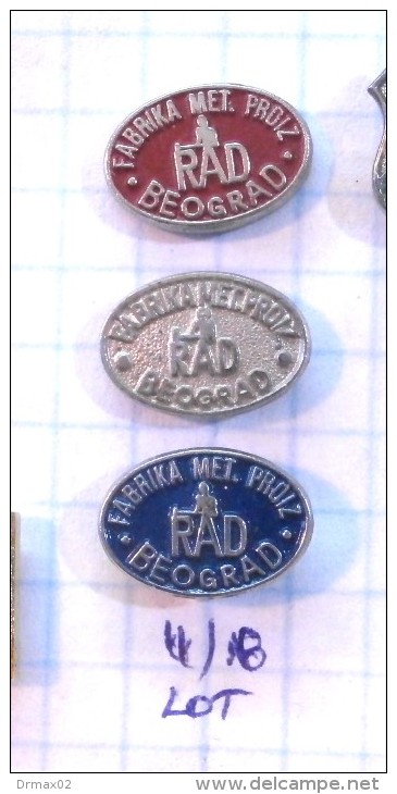 RAD Metal Products Factory Belgrade (Serbia) Yugoslavia / Forgeron Blacksmith Smith Produits Métalliques / LOT PINS - Lots