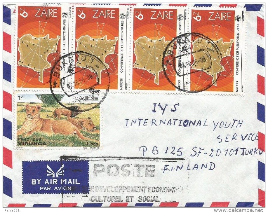 Zaire Congo 1986 Bukavu & POSTE/ Developpement Economique Culturel Et Social Handstamp Cover - Gebruikt