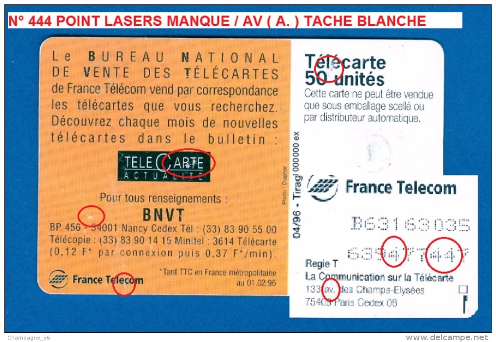 BNVT  04 / 96 F639B  970 GEM1  JD DN - B + 8 N° 9 CHIFFRES 2 EME LIGNES  UTILISÉE - Fehldrucke