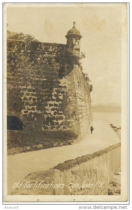 Real Photo San Juan Old Fortifications Sent From San Juan 1920 To Habana Cuba - Puerto Rico