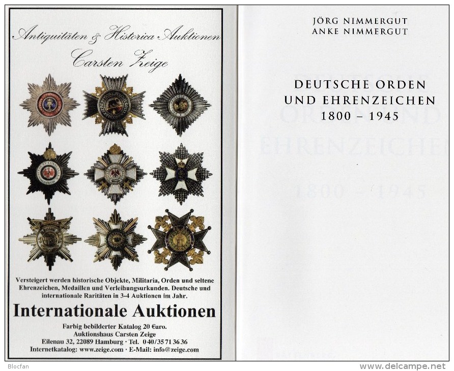 Katalog Deutsche Orden Ehrenzeichen 1800-1945 Nimmergut 2014 Neu 40€ Germany AD Baden Bayern Danzig Saar Sachsen 3.Reich - Autres & Non Classés