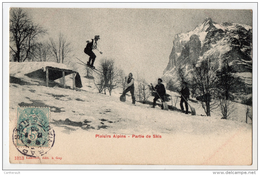 PLAISIRS ALPINS - Partie De Skis ( Saut à Ski ) - 1905 - Hautes-Alpes ? Ed. Lambert à Gap - Sports D'hiver