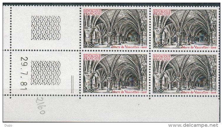 France -1981 - Coin Daté 29/7/81 -2 F.noir Et Rouge - Abbaye De Vaucelles (Nord) -Y&T N°2160 ** Neuf Luxe 1er Choix - 1980-1989