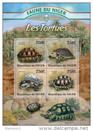 Niger. 2013 Turtles. (122). Sheet Of 4v + Bl - Tortues