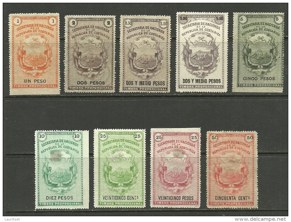 COSTA RICA Revenue Stamps Steuermarken Timbre Proporcional - Costa Rica