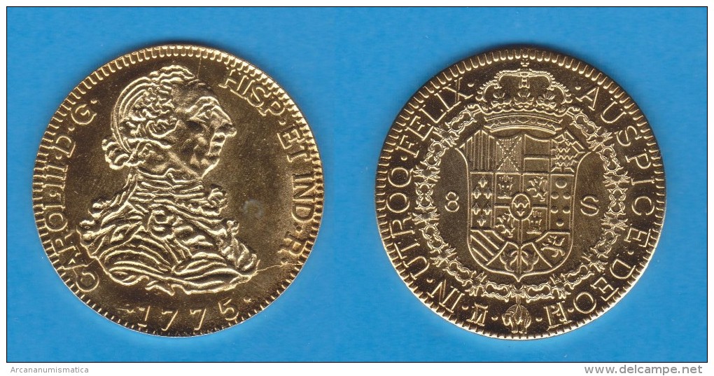 CARLOS III  8 ESCUDOS 1.775  MADRID  PJ PLATA  SC/UNC  Réplica   T-DL-11.238 - Autres & Non Classés