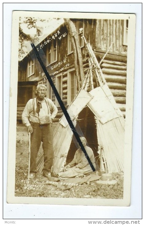 Carte Photo - At Minocqua Wis - Big Georgie And His Wife  - Indien, Indienne - Autres & Non Classés