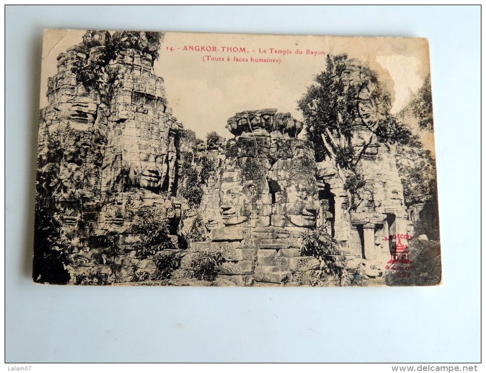 Carte Postale Ancienne : CAMBODGE : Ruines D´ ANGKOR : Angkor Thom : Le Temple Du Bayon, 1914 - Cambodge