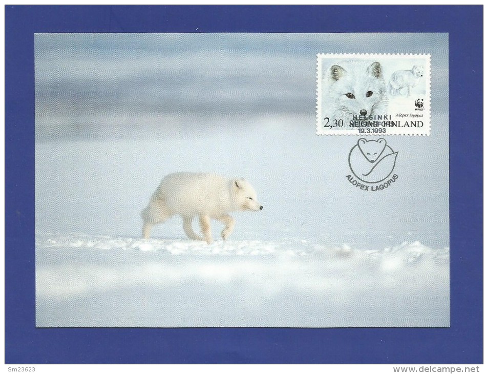 Finnland / Suomi 1993  Mi.Nr. 1203 ,  Maximum Card , The Arctic Fox - Issue Date 19.3.1993 - Maximum Cards & Covers