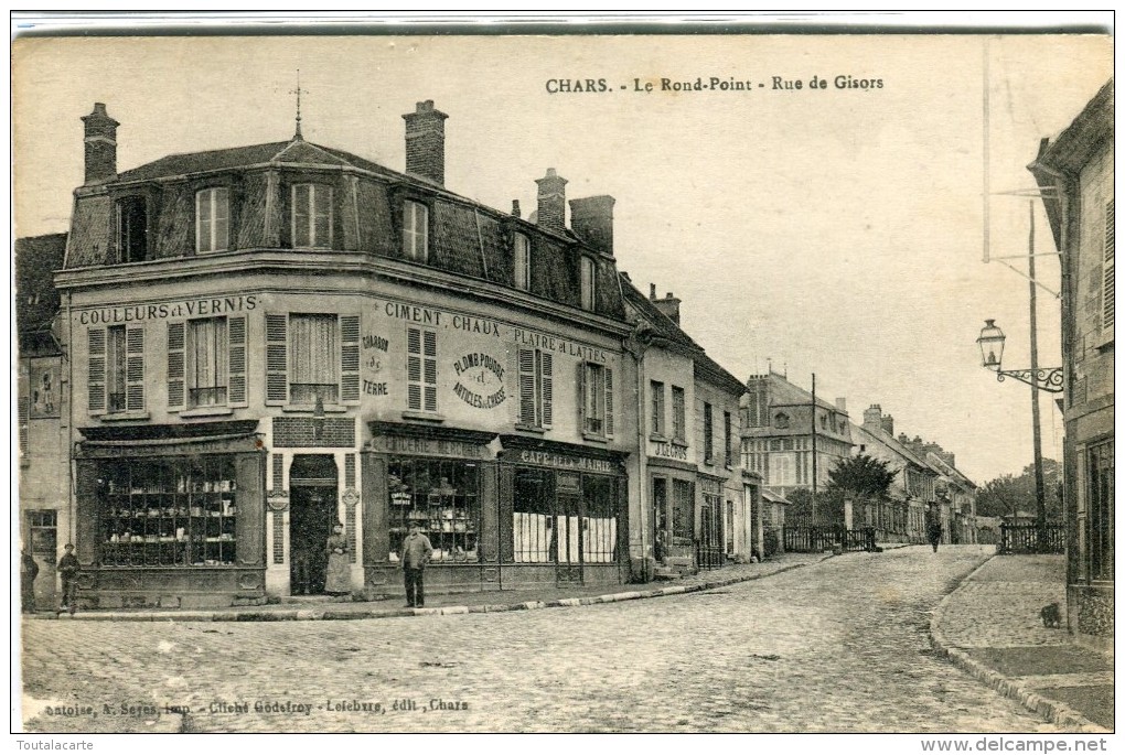 CPA 95 CHARS LE ROND POINT RUE DE GISORS 1925 - Chars
