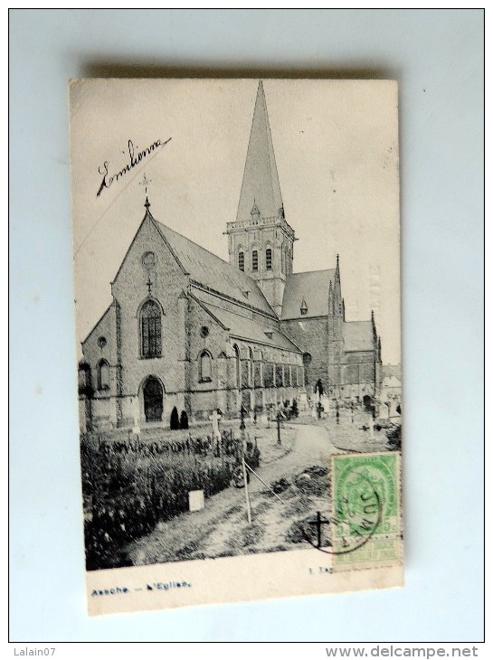 Carte Postale Ancienne : ASSE, ASSCHE : L' Eglise, Timbre 1909 - Asse