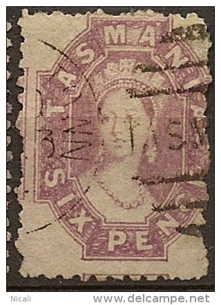 TASMANIA 1863 6d Reddish Mauve QV SG 76 U #LK23 - Oblitérés