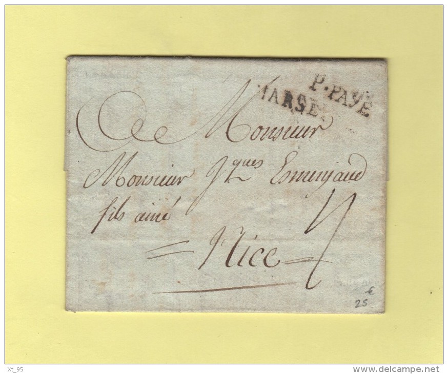 Marseille - Port Paye - Correspondance De 1786 Destination Nice - 1701-1800: Precursors XVIII