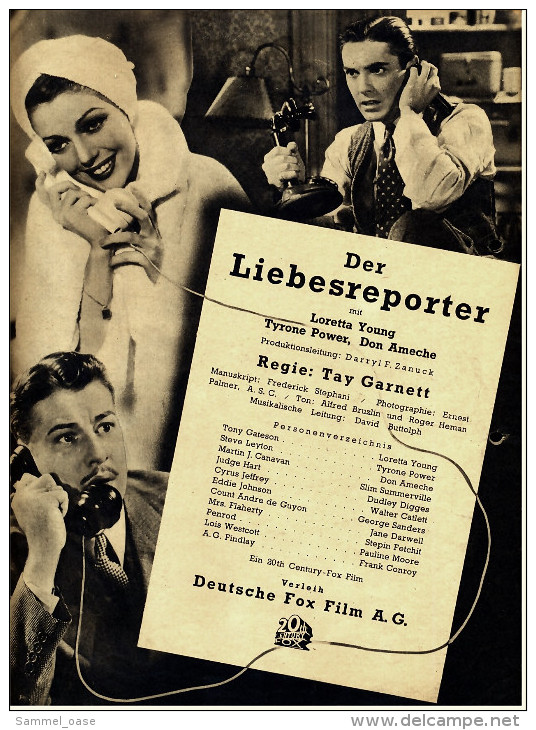"Illustrierter Film-Kurier"  "Der Liebesreporter" Mit Loretta Young -  Filmprogramm Nr. 2725 Von Ca. 1937 - Magazines