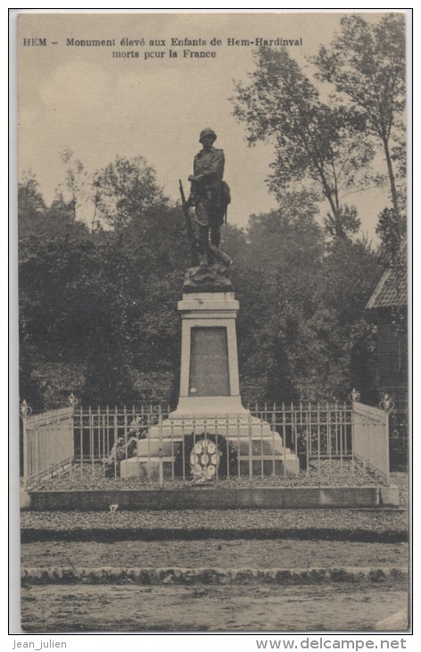 62  - HEM  -  Monument élevé Aux Enfants De Hem-Hardinval Morts Pour La France - Altri & Non Classificati