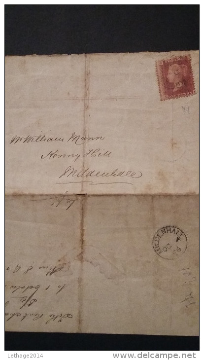 ENGLAND ANGLETERRE GREAT BRETAGNE 1856 Penny Red C8(4) Plate 71 (TJ) Unused Good Perfs Enveloppe 1866 - Cartas